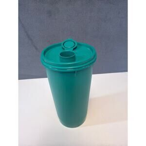 Tupperware Container Pitcher Tumbler Drink Cup #261 Flip Top Teal Green